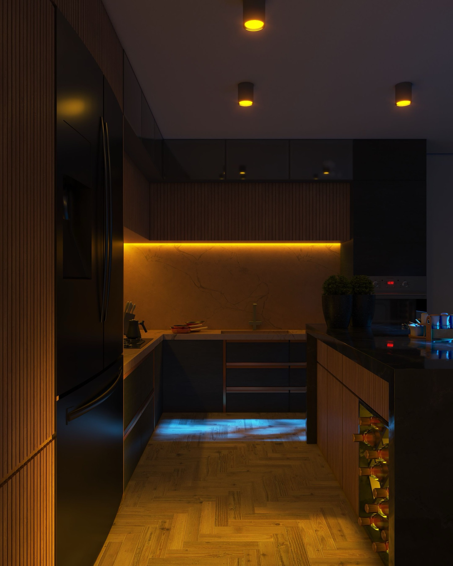 General example of lighting in a residential kitchen